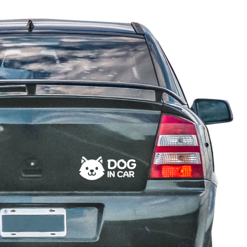 สติ๊กเกอร์ Dog in Car ในรถมีหมา PVC OUTDOOR กันน้ำ ไดคัทสีขาว น่ารัก