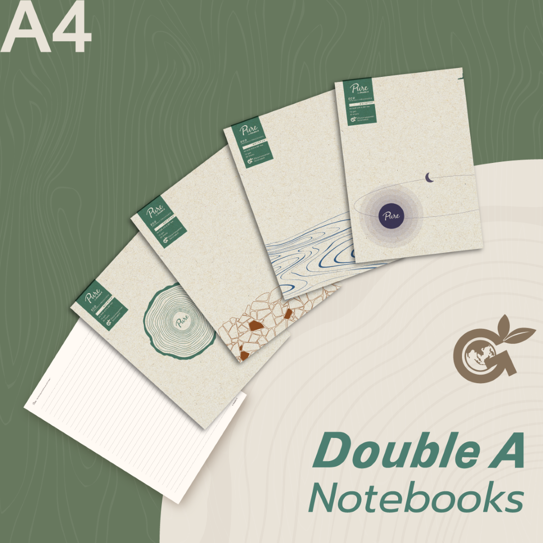 สมุดรายงาน หน้าปกลาย Pure ขนาด A4 75แกรม 30 แผ่น แพ็ค 4 เล่ม (คละแบบ)