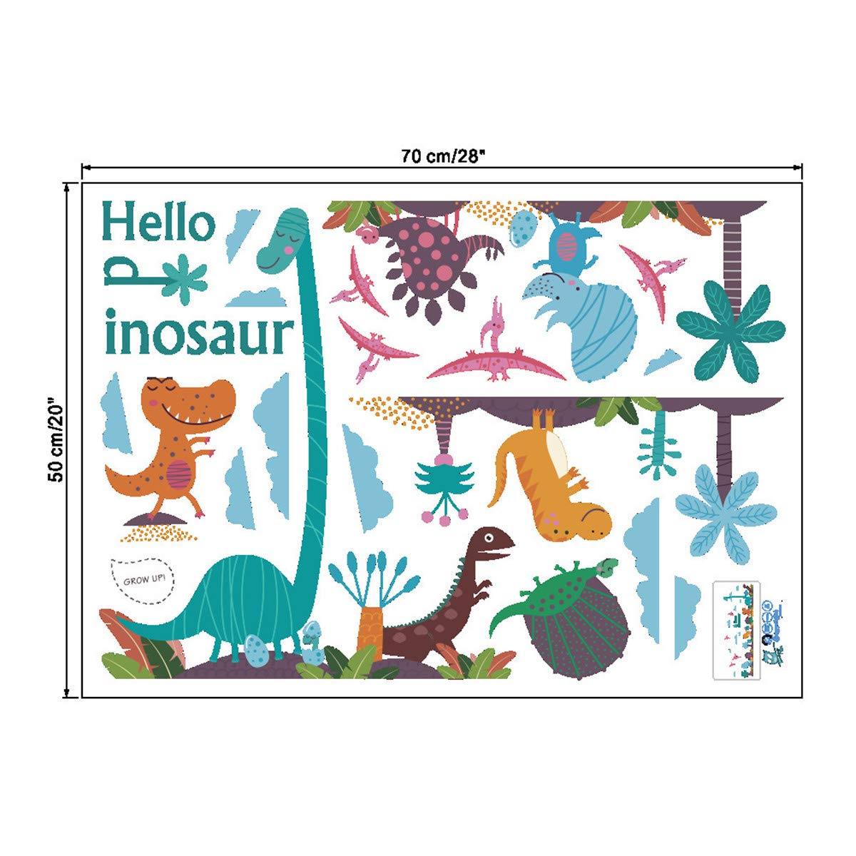 สติกเกอร์แต่งห้อง DIY ลายหมู่บ้านไดโนเสาร์ ลอกออกแล้วติดซ้ำได้