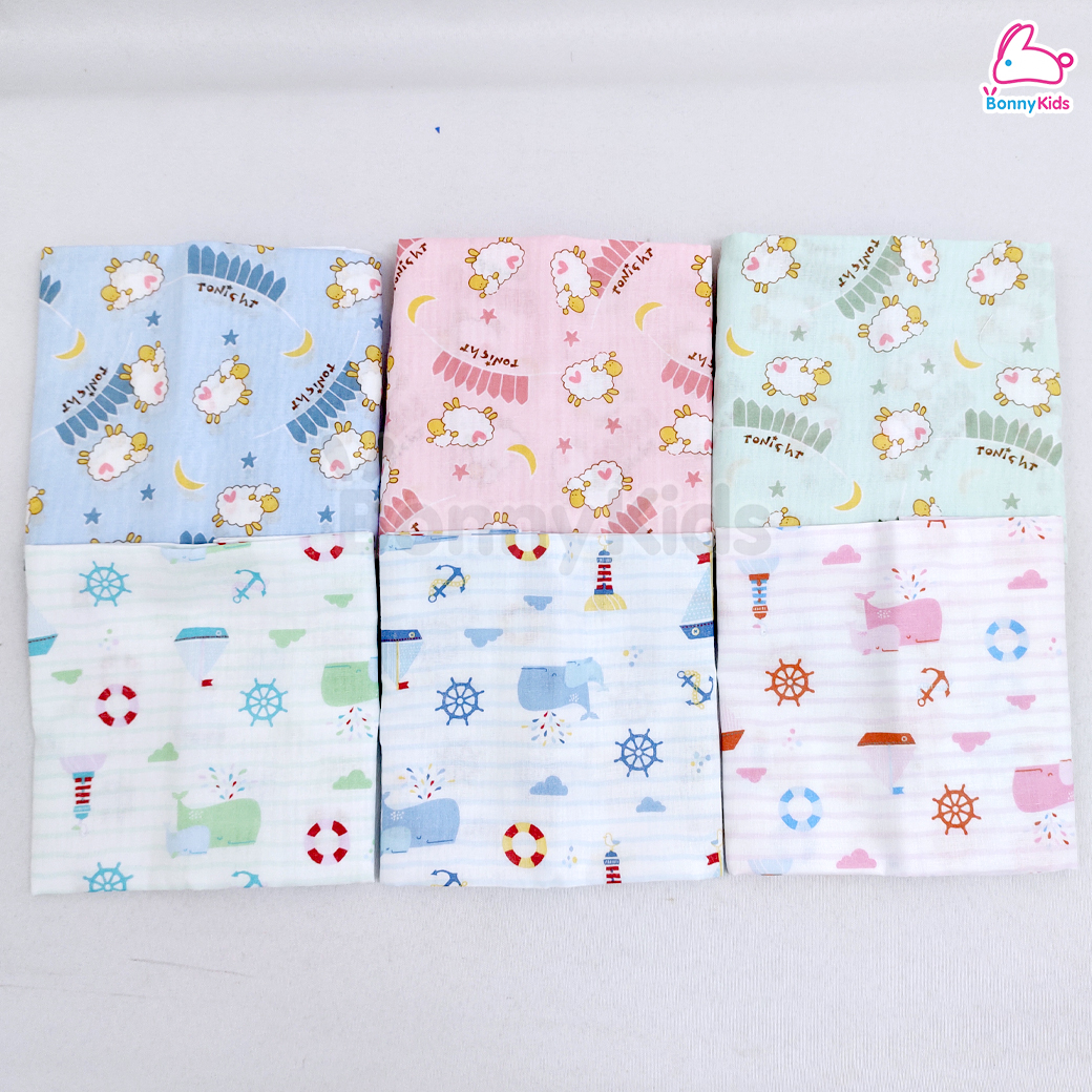 Tres-G (เตรสจี) ผ้าอ้อมสาลู Cotton A ยิ่งซักยิ่งนุ่ม มีขนาดให้เลือก แพ็ค 6 / 12 ผืน (คละลาย)