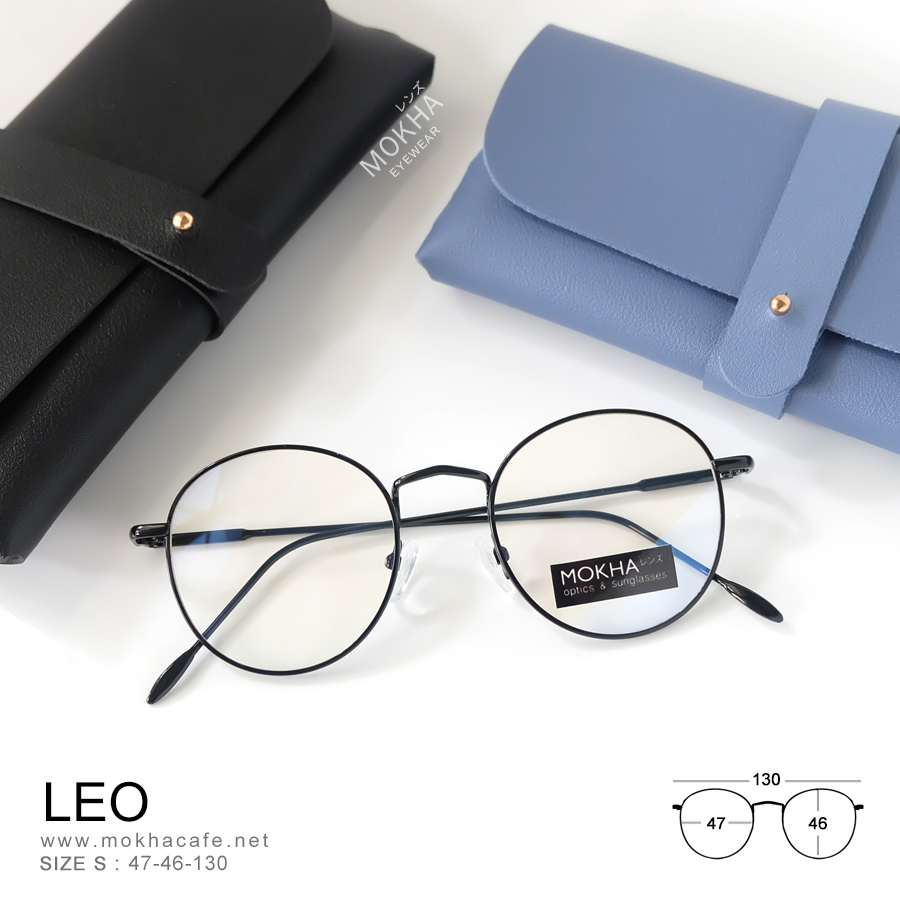 LEO - black แว่นตา กรอบแว่น โลหะ ทรงกลม กว้าง 130 มม. (sizeS) H46