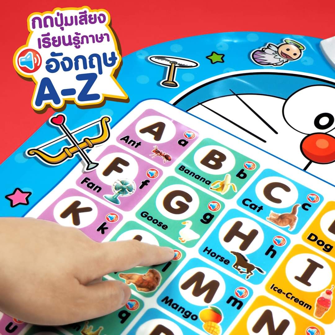 โปสเตอร์พูดได้ แผ่นอ่าน A-Z หัดอ่าน-ฝึกออกเสียง เรียนรู้ภาษาอังกฤษ A-Z ลิขสิทธิ์แท้ Doraemon / Kitty
