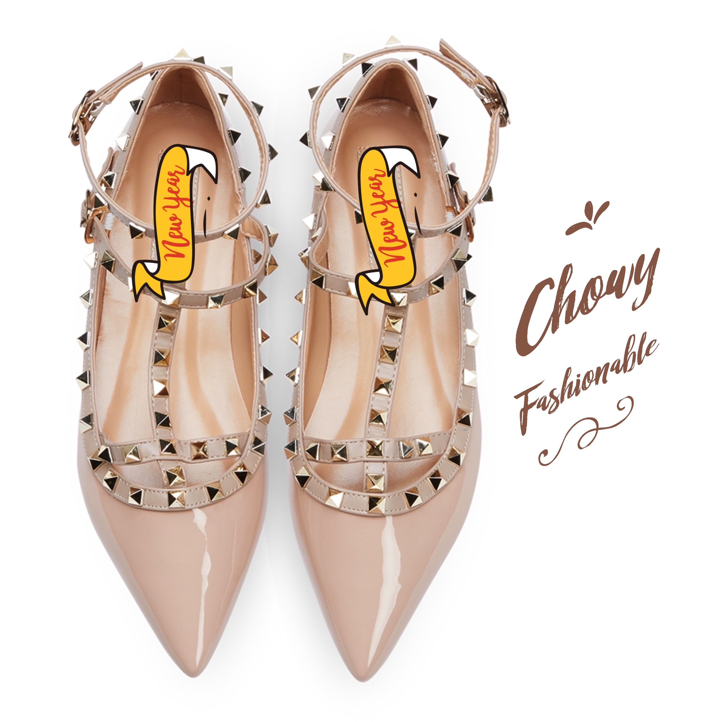 รองเท้าไซส์ใหญ่ 41-45 ส้นแบนหัวแหลม วาเลนติโนไซส์ใหญ่ KR0399ND