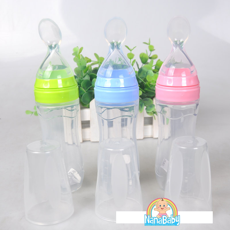 NanaBaby ที่ป้อนอาหาร ป้อนข้าวเด็ก ป้อนข้าวทารก เกรดพรีเมี่ยม ปลายช้อนเป็นซิลิโคน ฐานวางตั้งได้ !!