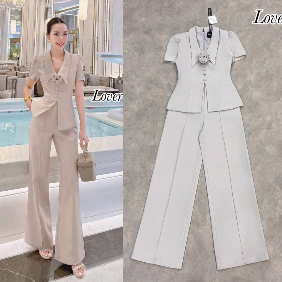 Set.3ชิ้น เสื้อ+กางเกง+เข็มกลัดดอกไม้ ใส่สบาย : สินค้าคุณภาพ (พร้อมส่ง) สำเนา