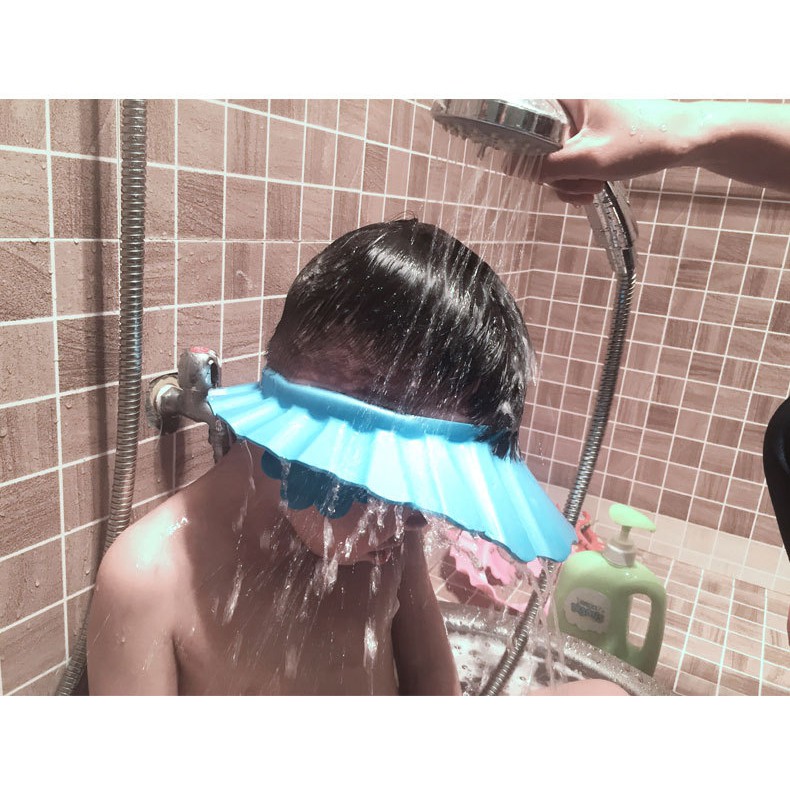 หมวกสระผมเด็ก ที่กันสระผมเด็ก หมวกกันแชมพูสระผมเด็ก ปรับขนาดหัวได้ สำหรับเด็กวัย 0-6 ปี