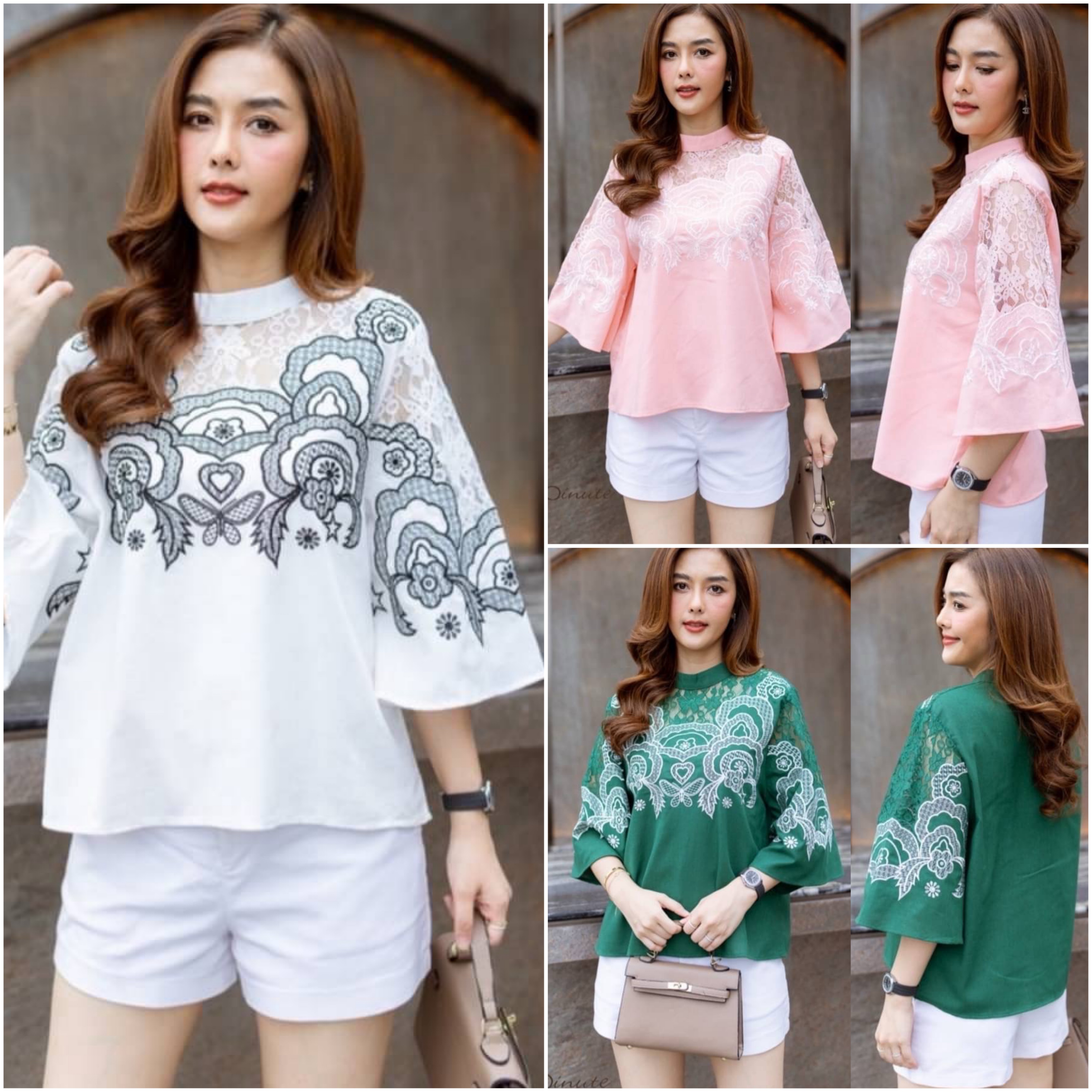 Cutie Minute เสื้อลินินผสมผ้าฝ้ายเกรดพรีเมี่ยม เนื้อผ้าขึ้นลายดีเทลงานแต่งด้วยผ้า ลูกไม้สวยงาม งานปักสวยงามอลังการ .ได้อย่างลงตัว ใส่สบาย : สินค้าคุณภาพ (พร้อมส่ง) .