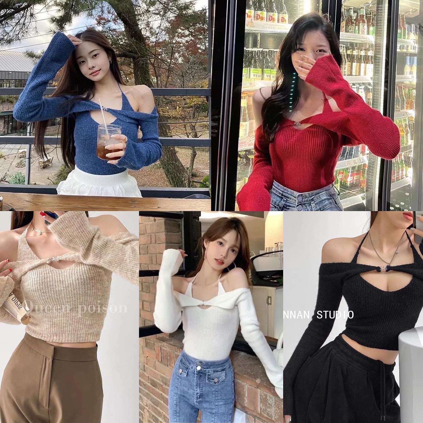 set 2 pcs เสื้อเกาะอกไหมพรมผูกเชือกคล้องคอ + ใส่เข้าเซตกับปลอดแขนเกี่ยวตะขอหน้า เซ็กซี่สุดๆ : สินค้าคุณภาพ (พร้อมส่ง)