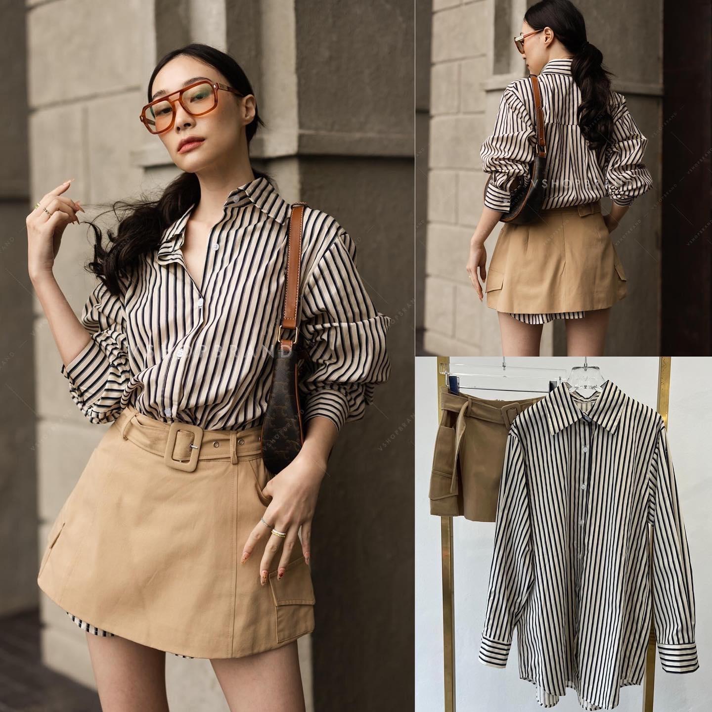 set เสื้อเชิ้ตแขนยาว ทรง Oversize ทางลายริ้วลง แมทช์คู่กับกระโปรงแต่งกระเป๋า ข้าง พร้อมเข็มขัด เข้าเซตสุด ชิคมากๆเลยค่ะ ใส่สบายๆ สินค้าคุณภาพ (พร้อมส่ง)