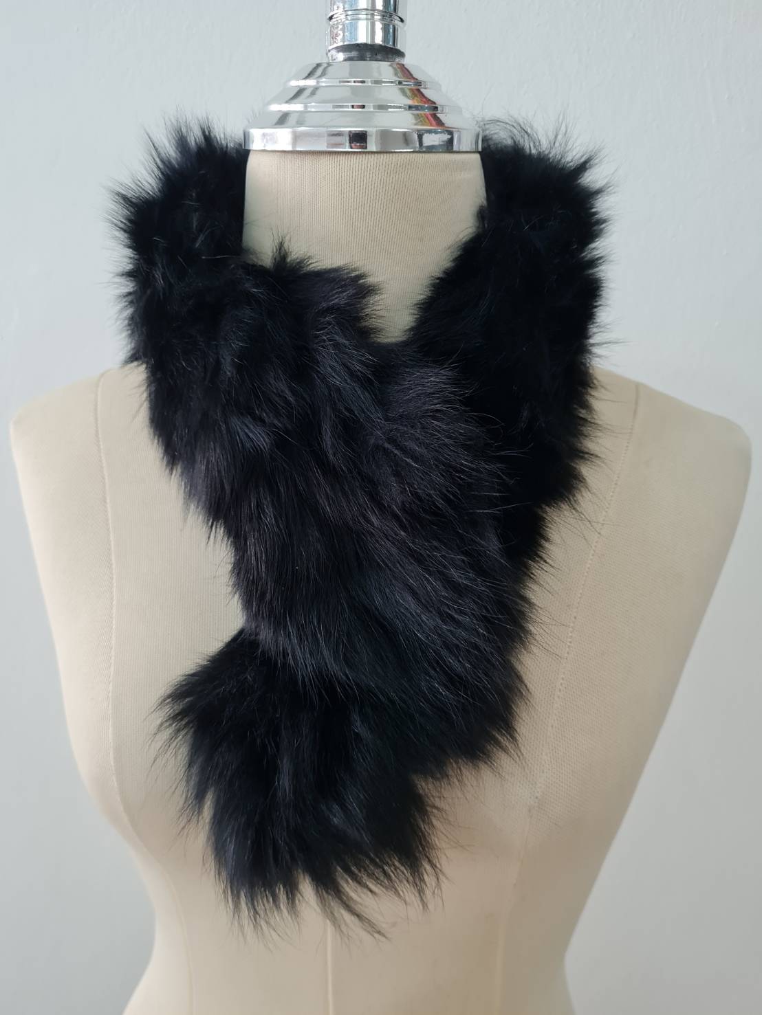 ผ้าพันคอ Fur Fox แท้ สีดำ ขนแน่นๆ นุ่มมาก
