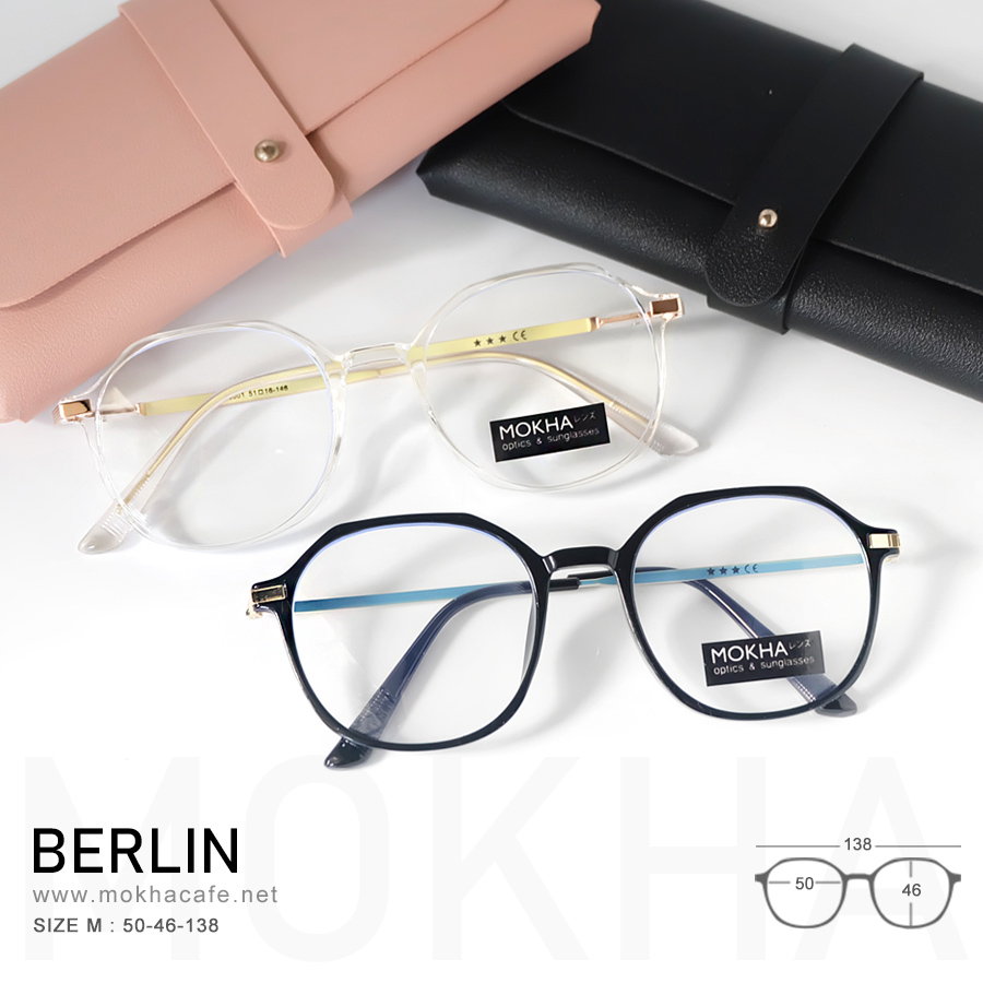 BERLIN - black gold กรอบแว่น แว่นตาทรงเหลี่ยม กว้าง 138 มม. (sizeM)