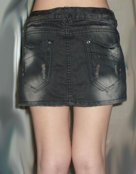 กระโปรงยีนส์สั้นฟอกซีด สวยเก๋น่าใส่ 30-35-10