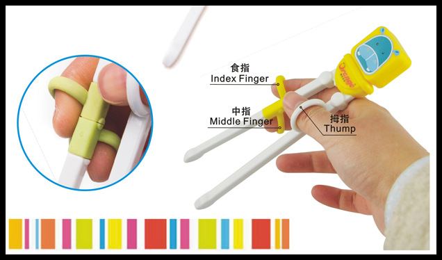 ตะเกียบเด็ก ตะเกียบหัดคีบ ที่หัดจับตะเกียบ Orange ลายสัตว์น่ารัก