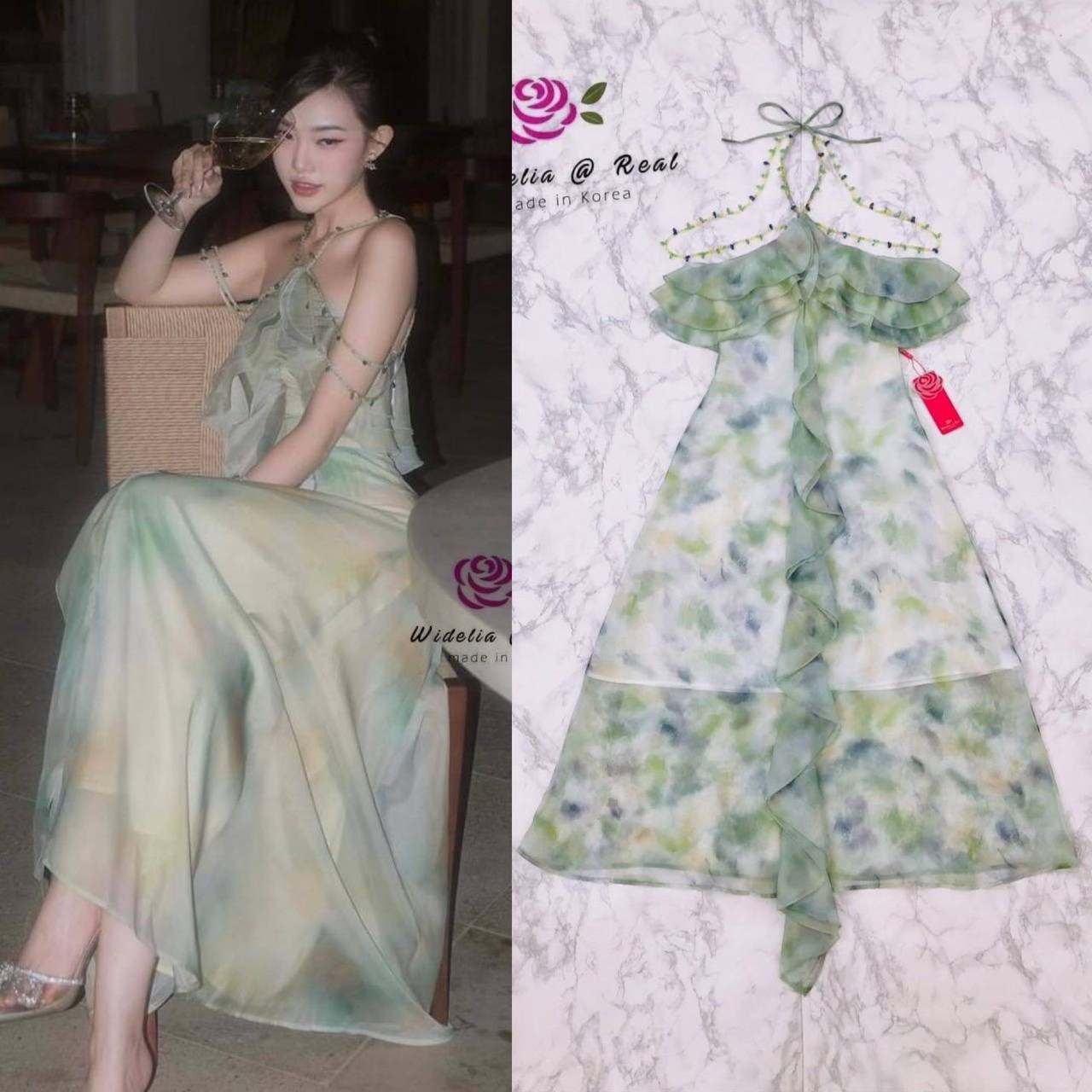 เดรสมาในผ้าเนื้อ สวยพริ้วลายสวย แต่งระบายน่ารักสวยเด้ง มีกิมมิคแต่งลูกปัดห้อยสวย หน้าอกเสริมฟอง น้ำเป็นทรง ทรงเดรสทรงเอบานพริ้วสวย งานสวยทรงเป๊ะ ใส่สบาย สินค้าคุณภาพ (พร้อมส่ง)