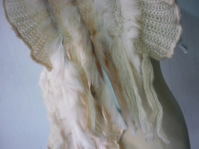 ผ้าพันคอแซมขนกระต่ายแท้ สวยมาก