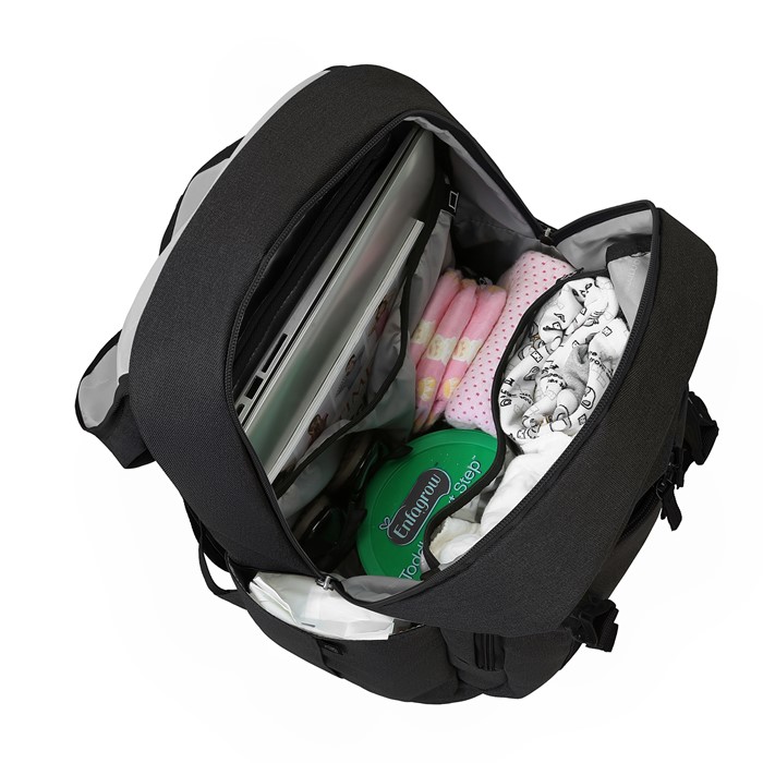 mommore กระเป๋าคุณแม่ กระเป๋าสัมภาระคุณแม่ กระเป๋าแม่ลูกอ่อน ใช้ได้ทั้งคุณแม่ และคุณพ่อ กันน้ำ ทนทาน พร้อมแผ่นรองเปลี่ยนผ้าอ้อม คุณภาพสูง คล้องรถเข็น เหมาะกับการเดินทางมาก (ฺฺBlack)