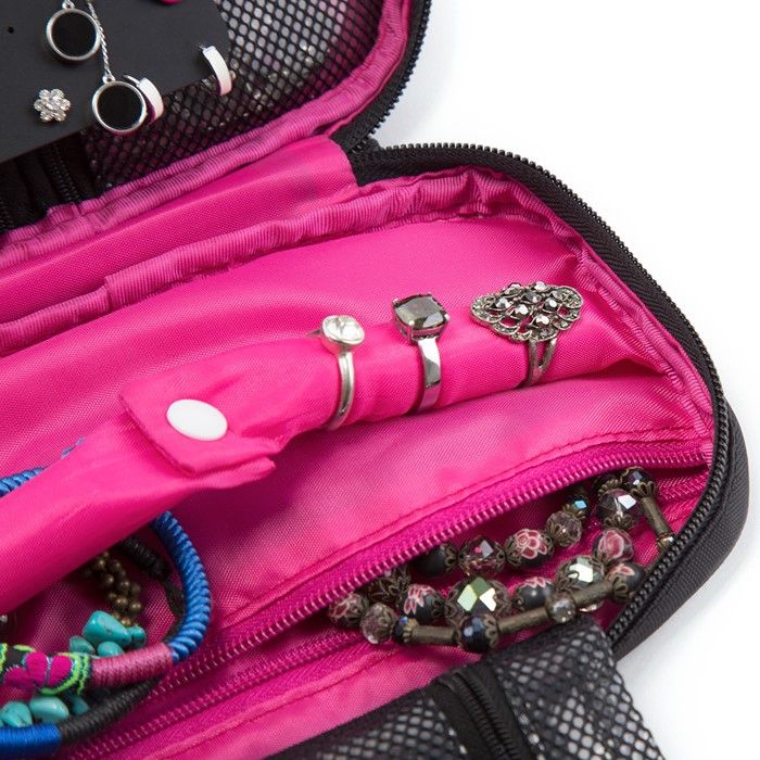 กระเป๋าเก็บเครื่องประดับ จัดเก็บสร้อยข้อมือ ต่างหู แหวน สร้อยคอ กำไล นาฬิกา คุณภาพสูง (Rose Pink)