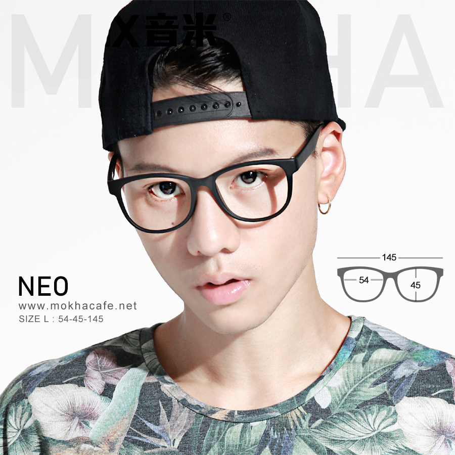 NEO - matte black แว่นตาทรงเหลี่ยม TR90 น้ำหนักเบา กว้าง 145 มม. (sizeL) H45