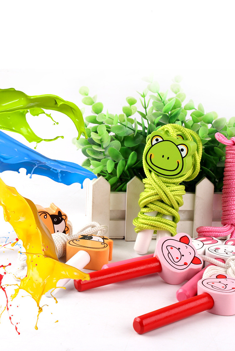 เชือกกระโดดสำหรับเด็ก ด้ามไม้ ยาว 2.4 เมตร ลายการ์ตูนน่ารัก