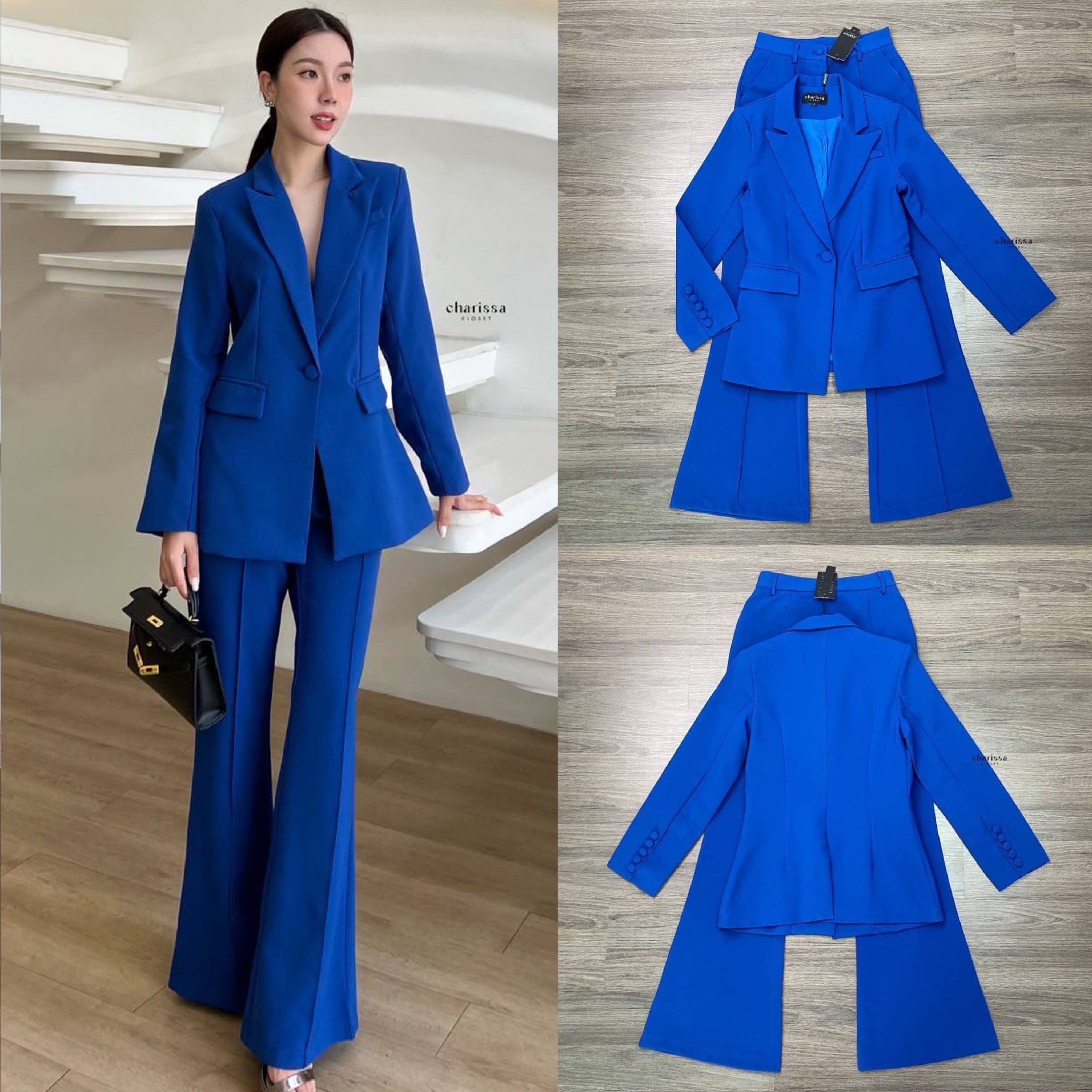 setsuit เสื้อ+กางเกง เป็นอีกรุ่นที่แนะนำมาก ใส่ออกมาดูผอม สมาร์ทผู้ดีสุด รุ่นนี้ใช้ผ้าทอพิเศษ ไม่ยับง่าย Texture สินค้าคุณภาพ (พร้อมส่ง)