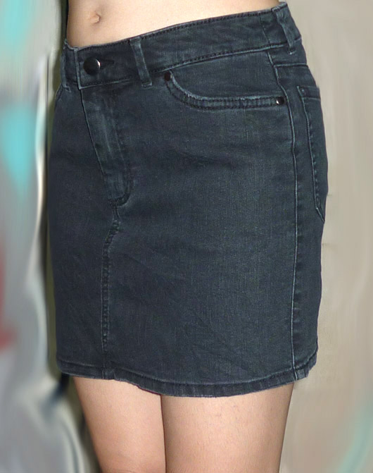 #1กระโปรงยีนส์แบรนด์ดัง H&M สีดำเรียบๆ 28.5-33-13