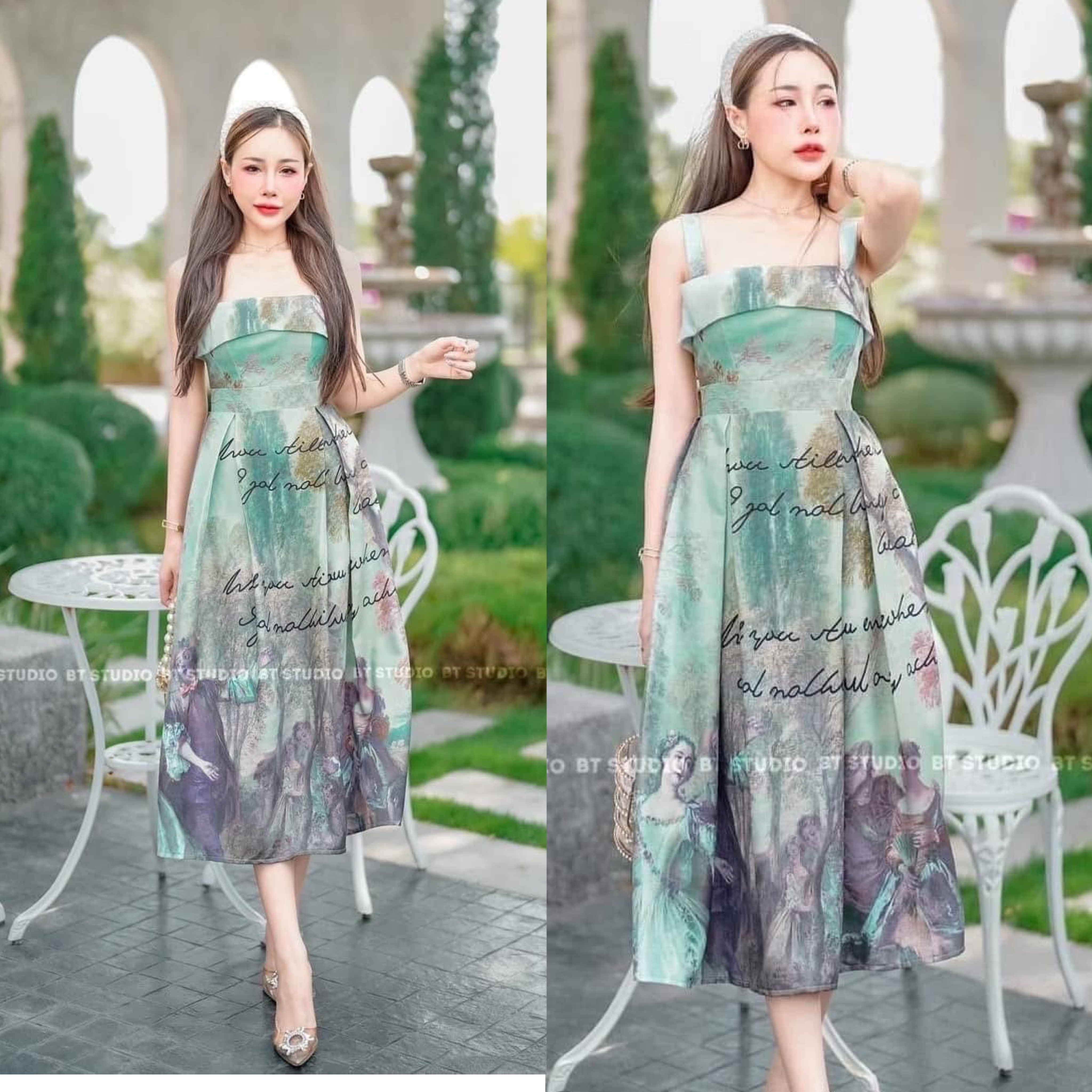 เดรสสายเดี่ยว ช่วงอกเสริมฟองน้ำ แต่งขอบชายผ้าพับลงมา ช่วงอกเอวเข้ารูป แต่งกระโปรงบานออกสบัดพริ้ว ๆ ใส่สบาย : สินค้าคุณภาพ (พร้อมส่ง)