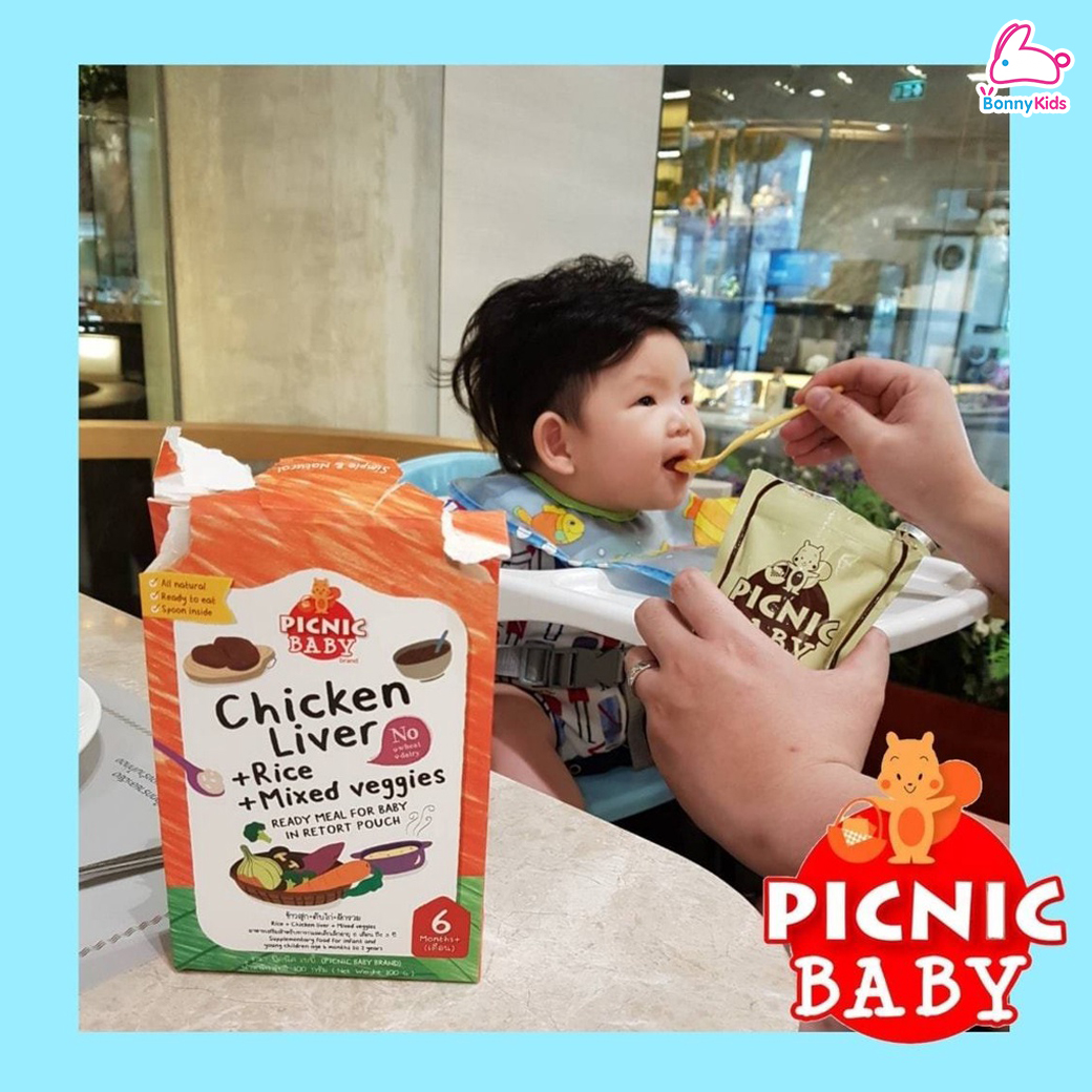 Picnic Baby (ปิกนิก เบบี้) อาหารเสริมสำหรับเด็ก อาหารเด็ก ซองพร้อมทาน+ช้อนพลาสติก (6m+)