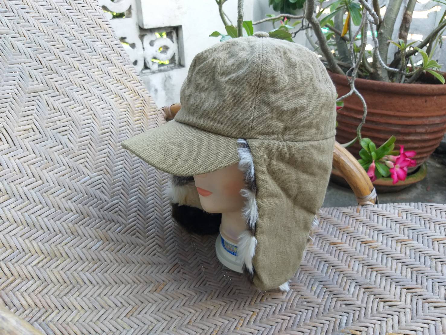 หมวกแก๊ปเฟอร์ปิดหู อุ่นมาก