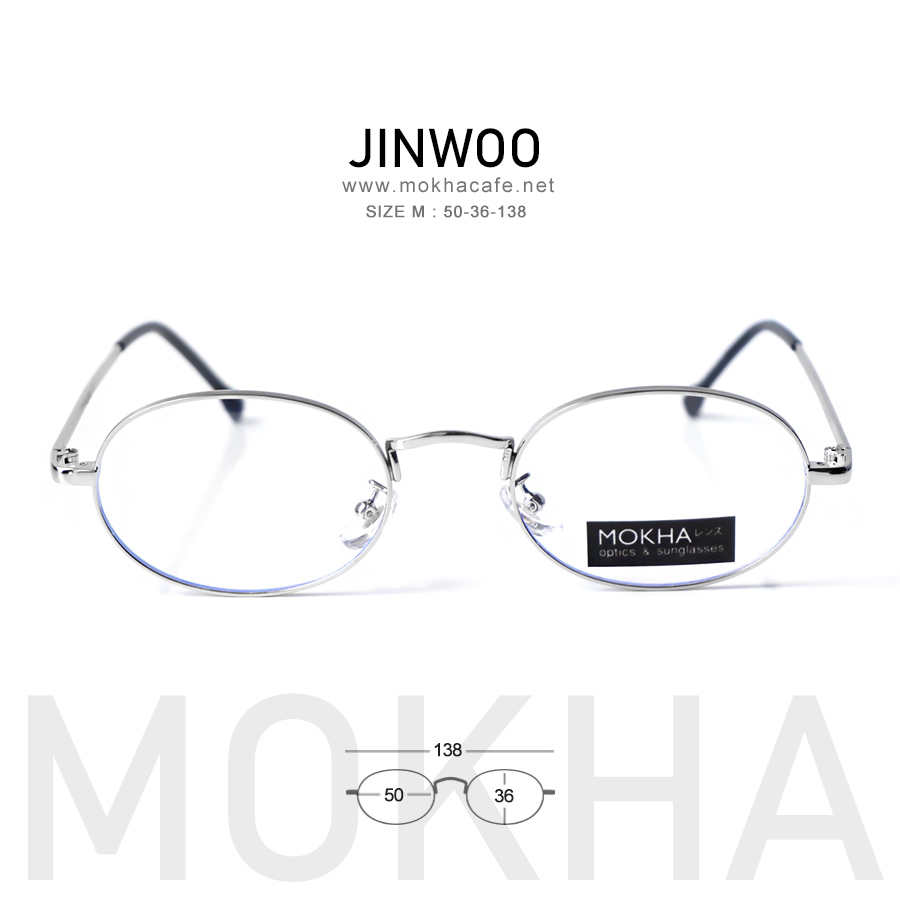 JINWOO - silver กรอบโลหะ แว่นทรงกลม รีหยดน้ำ กว้าง 138 มม.(sizeM) H36 กรอบแว่น