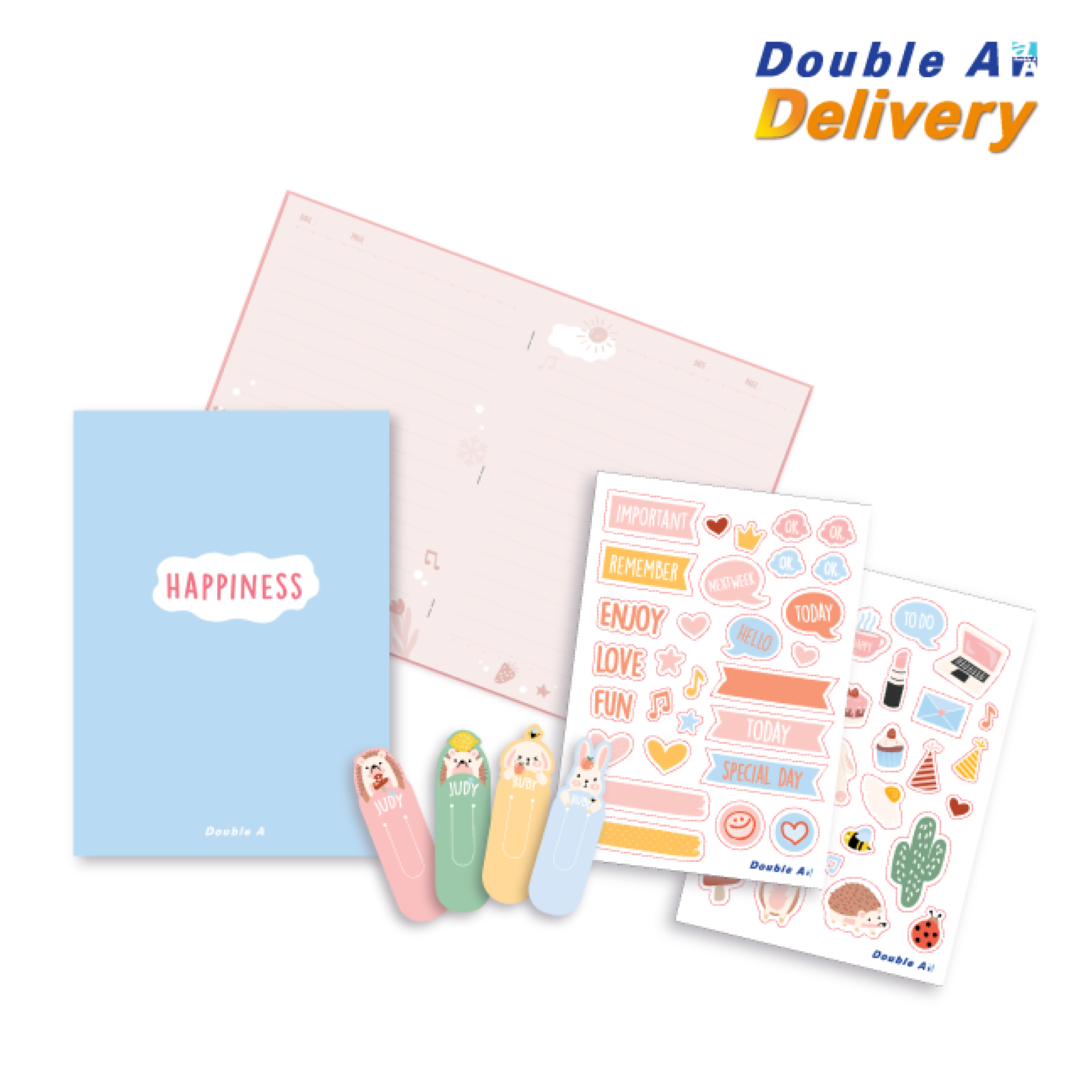 ชุดสมุดมุงหลังคา DIY ขนาด A6 : Happiness ซื้อ 3 แถม 1 ฟรี (คละ 4 สี)