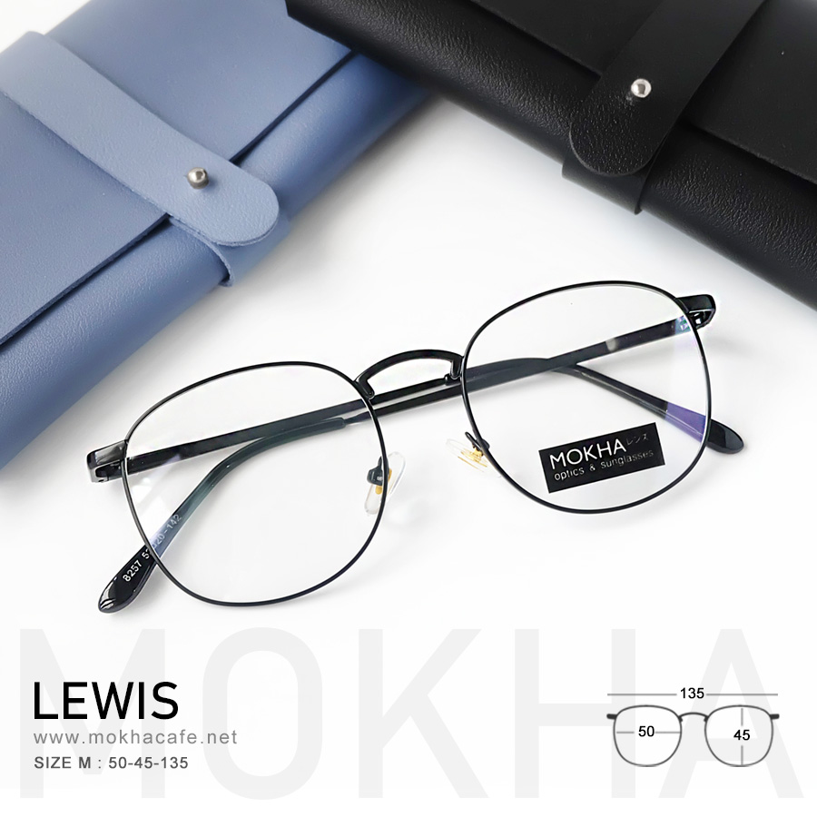 LEWIS - black กรอบแว่นตา ทรงเหลี่ยม กรอบโลหะ กว้าง 135 มม. (sizeM) H45