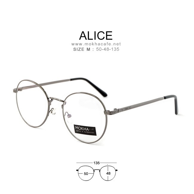ALICE - gray กรอบโลหะทรงกลม กว้าง 135 มม.(sizeM) H48
