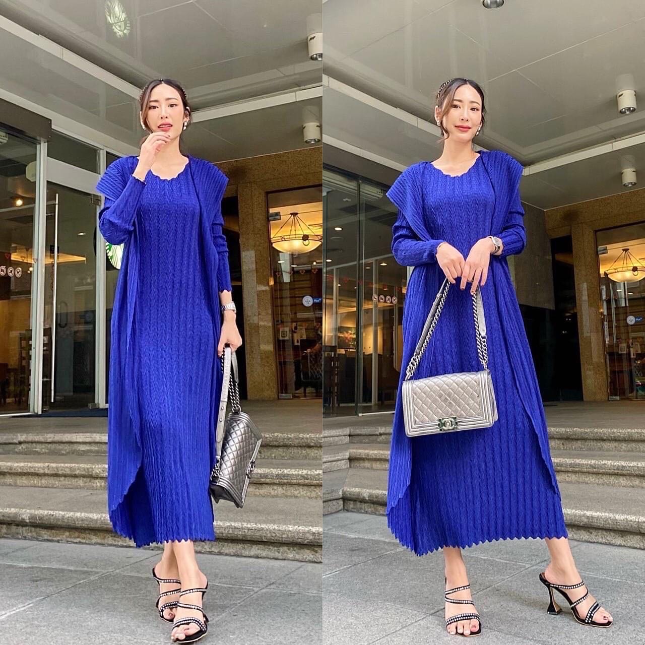 เดรสพลีทตัวยาว อัดพลีท 100% เนื้อเดียวกับงาน Brand งานเกาหลีแท้ 🇰🇷 ละเอียดสวยงาม High Quality สินค้าคุณภาพ (พร้อมส่ง)