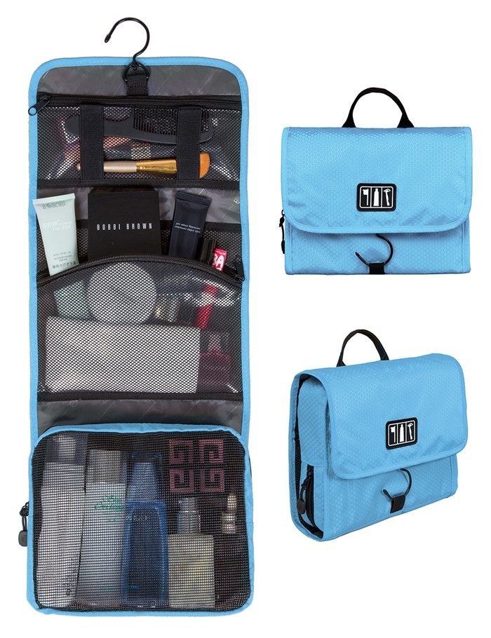 Bagsmart กระเป๋าใส่อุปกรณ์อาบน้ำ คุณภาพสูง ใส่อุปกรณ์อาบน้ำ แขวนได้ สำหรับเดินทาง ท่องเที่ยว (ฺLight Blue)