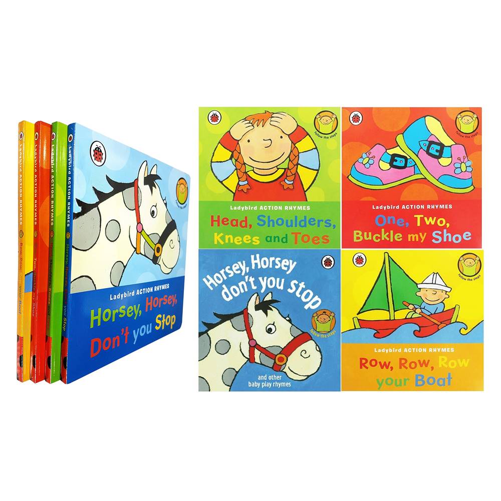 Ladybird Action Rhymes : 4 Books : Row Your Boat & One Two Buckle my Shoe & Horsey & Head Shoulders Knees Toes บอร์ดบุ๊คส์ 4 เล่ม Sing-along เพลงเด็ก