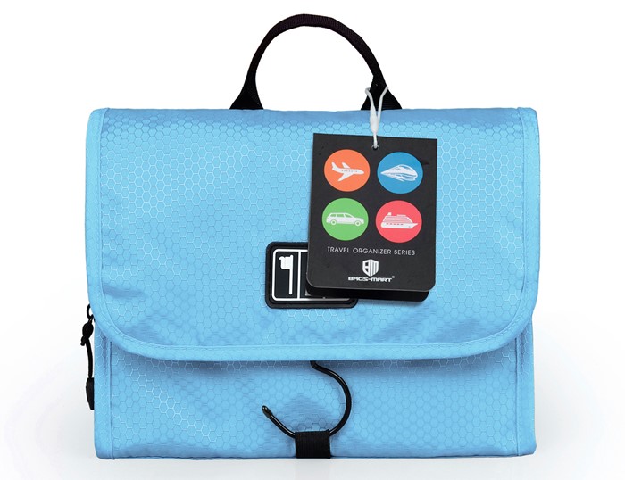 Bagsmart กระเป๋าใส่อุปกรณ์อาบน้ำ คุณภาพสูง ใส่อุปกรณ์อาบน้ำ แขวนได้ สำหรับเดินทาง ท่องเที่ยว (ฺLight Blue)