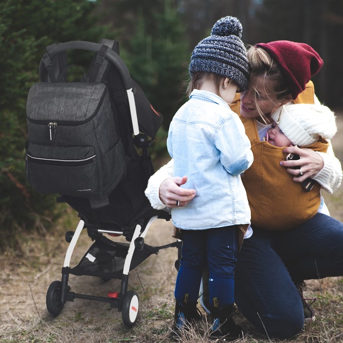 mommore กระเป๋าคุณแม่ กระเป๋าสัมภาระคุณแม่ กระเป๋าแม่ลูกอ่อน กันน้ำ พร้อมแผ่นรองเปลี่ยนผ้าอ้อม จุมาก น้ำหนักเบา เหมาะสำหรับเดินทาง (Dark Grey)