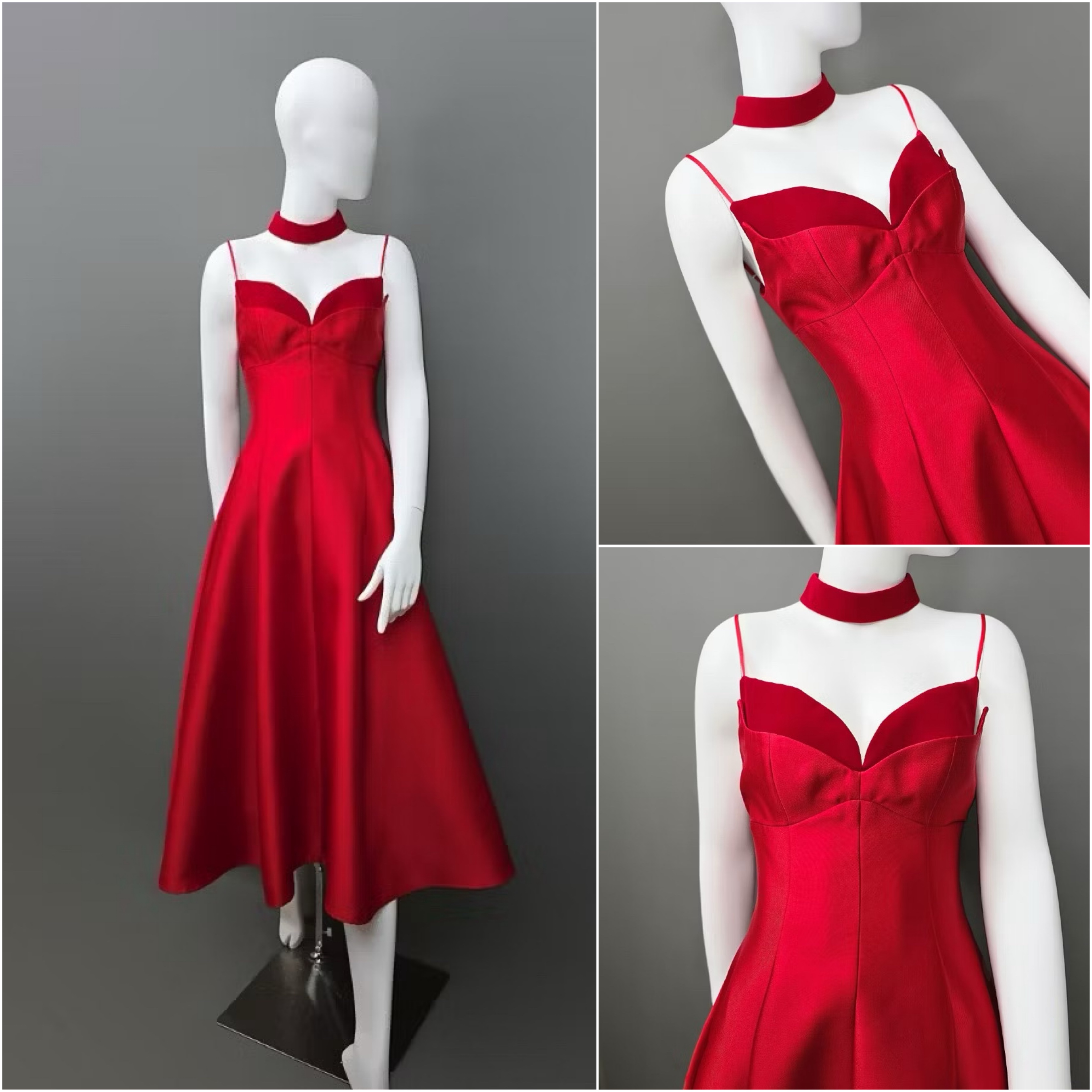 เดรสเสื้อสายเดี่ยว ดีเทลหน้าอกโค้ง ซ้อน2เลเยอร์ กระโปรงบานทรงวงกลม ทำจากผ้าไหมดัตเชสเนื้อดี ผ้ามีน้ำหนัก มีซิปซ่อนและซับในอย่างดี แพตเทิร์นเก็บทรงสวย คัตติ้งประณีตมากค่ะ ใส่สบาย : สินค้าคุณภาพ (พร้อมส่ง)