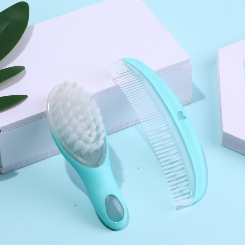 Set แปรงผมเด็กทารก + หวีเด็กอ่อน/หวีเด็กแรกเกิด ซิลิโคน DUOLADUOBU Baby Brush & Comb Set
