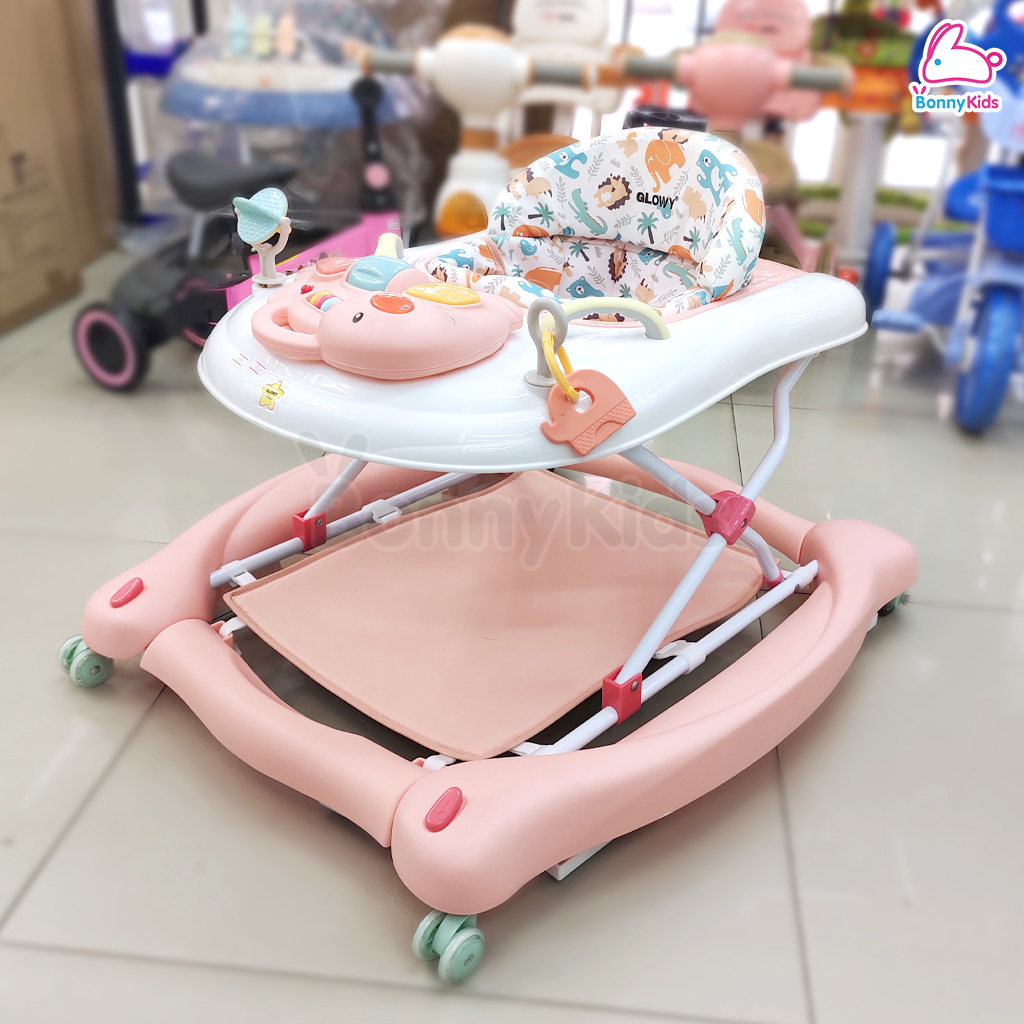 GLOWY (โกลวี่) Baby Walker รุ่น Aston Walk รถหัดเดินสำหรับเด็ก ปรับโยกได้ มีเสียงเพลง และเป็นโต๊ะทานข้าวได้