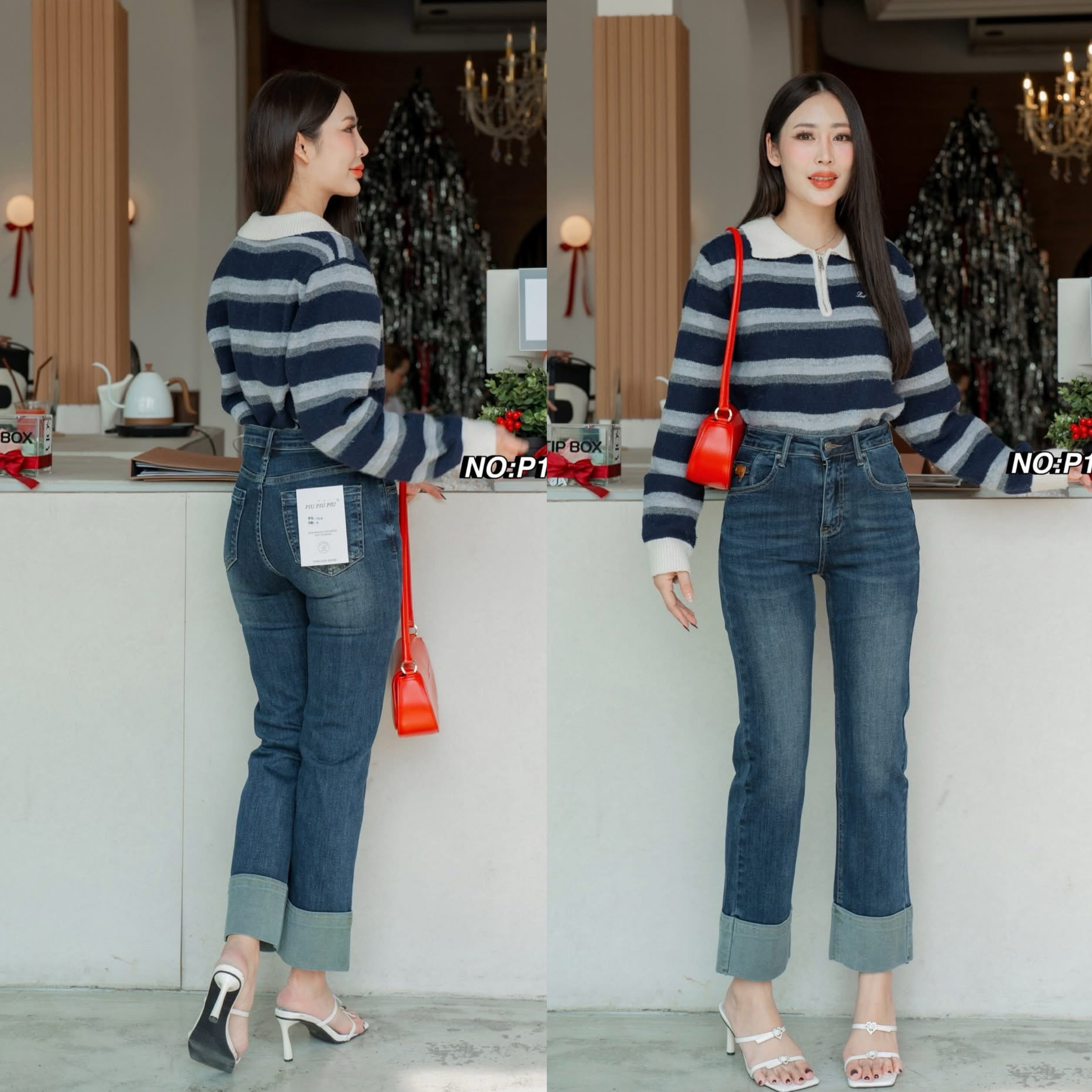 กางเกงยีนส์ทรงกระบอกเล็ก ปลายขาตัดต่อผ้า two tone style !!! ใส่น่ารักมากๆค่า สวยฮิตสุดๆ ฟอกสีสวยมาก เก็บทรงเป๊ะ ดูมีเชฟสุดๆ ใส่สบาย : สินค้าคุณภาพ (พร้อมส่ง)