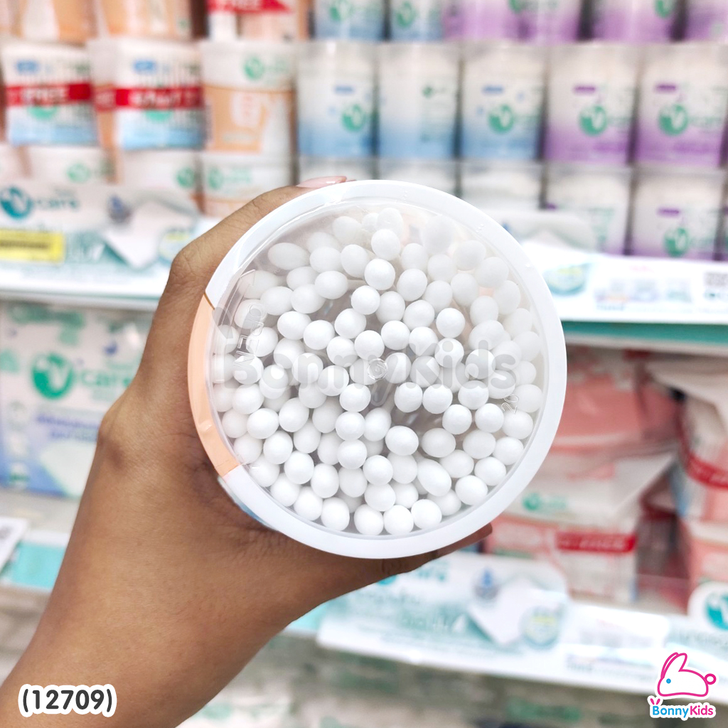 (12709) V-care (วีแคร์) Jumbo Cotton Buds สำลีกระปุกก้านกระดาษ ขนาดจัมโบ้ 110 ก้าน (ชนิดหัวจัมโบ้)