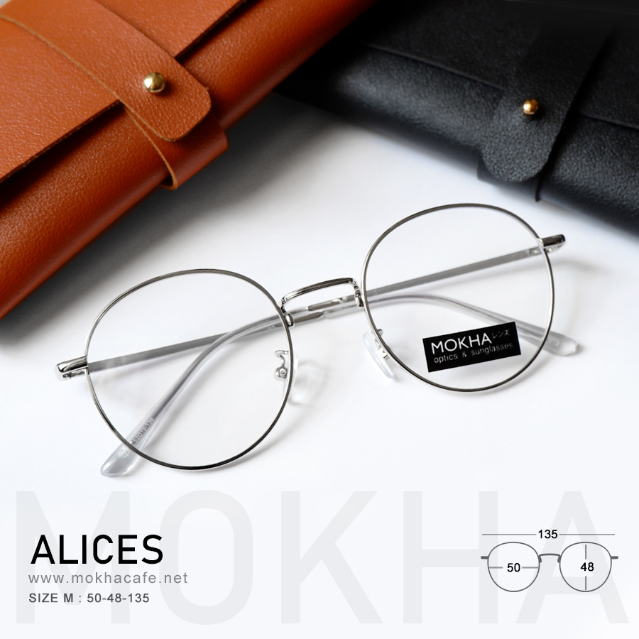 ALICES - silver แว่นตาทรงกลม กรอบโลหะ ขาสปริง กว้าง 135 มม.(sizeM) H48