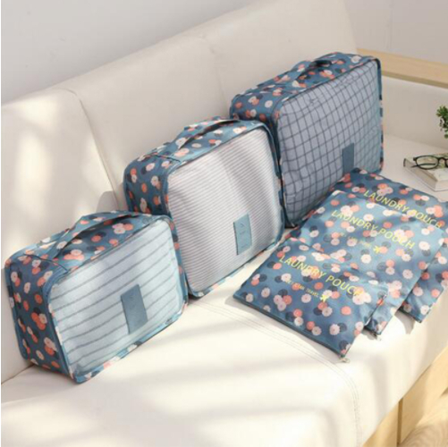 กระเป๋าจัดระเบียบเดินทาง กระเป๋าจัดระเบียบเสื้อผ้า 6 ใบ จัดกระเป๋าเดินทาง กันน้ำ ใส่เสื้อผ้า ชุดชั้นใน เครื่องสำอาง มี 5 สีให้เลือก