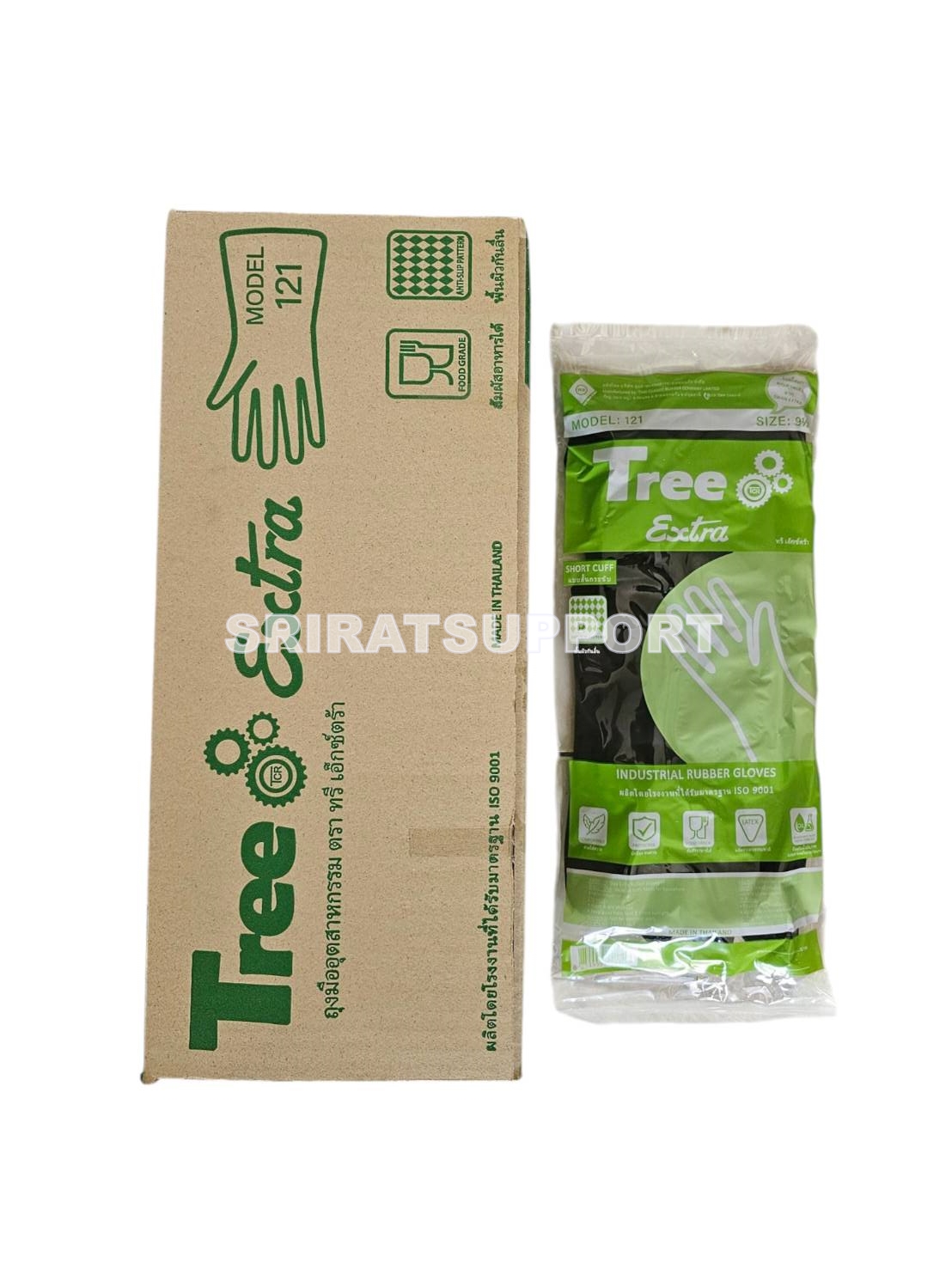 TREE EXTRA NO.121 ถุงมือยางธรรมชาติแบบหนา