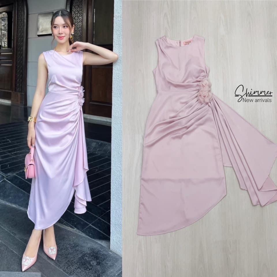 มิดิเดรสซาตินแต่ง ดอกไม้ดีไซน์สวยโดนเด่นในทุกปาร์ตี้ ใส่สบาย : สินค้าคุณภาพ (พร้อมส่ง)