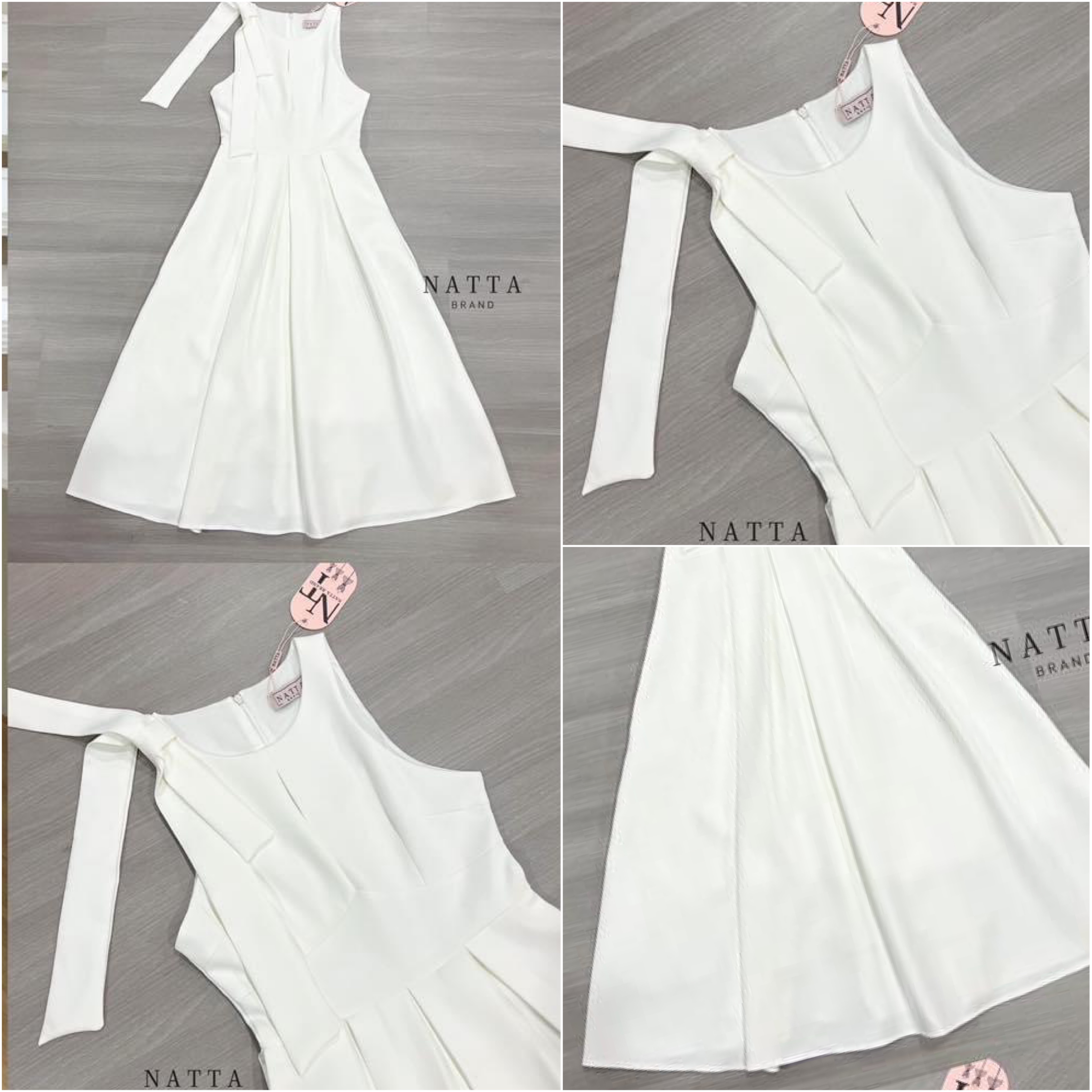ชุดเดรสแขนกุดสีขาว แต่งดีเทลโบว์ความยาวกำลังพอดี งานผ้าซับในอย่างดี ใส่สบาย สินค้าคุณภาพ (พร้อมส่ง)