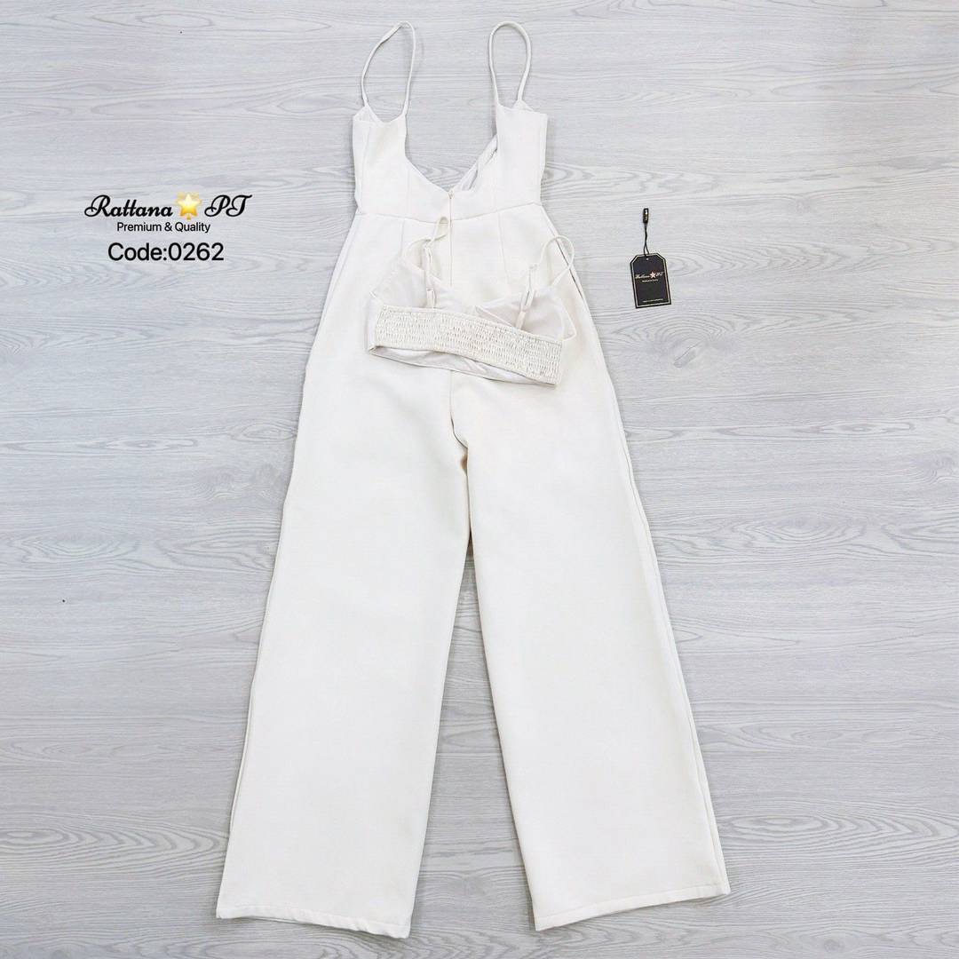 เซต2 ชิ้น จั้มสูทกางเกงขายาว มีความเรียบหรูดูแพง สามารถถอดออกได้ ชุดมีซับใน หน้าอกมีฟองน้ำ มีซิบด้านหลัง ใส่สบาย : สินค้าคุณภาพ (พร้อมส่ง)