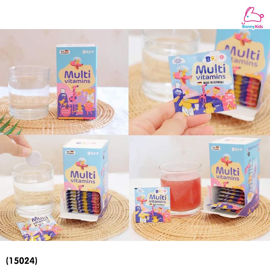 (15024) BROO (บรู) Multivitamins for kids วิตามินรวมเม็ดฟู่สำหรับเด็ก 15 เม็ดฟู่ (2ปี+)