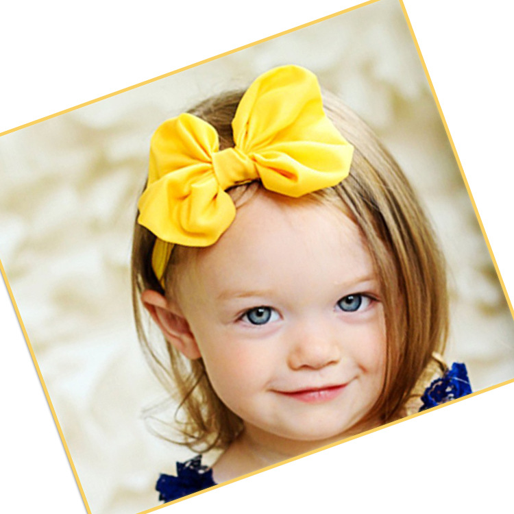 ผ้าคาดผมเด็กอ่อน แบบโบว์ใหญ่จีบรูด Classic Style